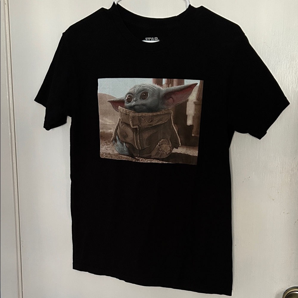 Star Wars Black Tee with Baby Yoda Design